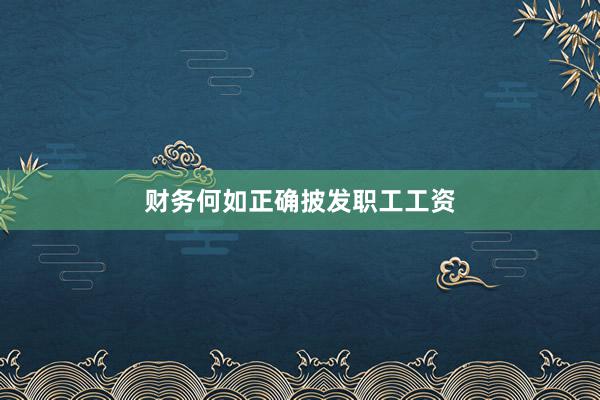 财务何如正确披发职工工资